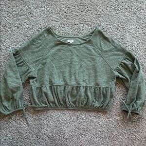Aerie Olive Green Cropped Sweatshirt